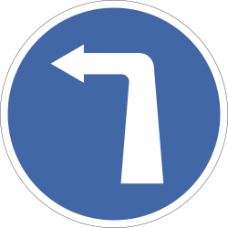 Compulsory Turn Left positive mandatory road sign in India