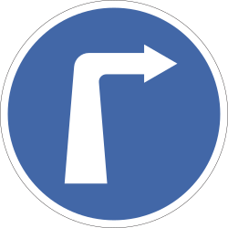 Compulsory Turn Right positive mandatory road sign in India
