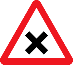 Cross Road warning sign in India