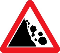 Falling Rocks warning sign in India