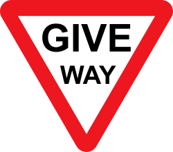 Give Way mandatory road sign in India
