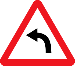Left Hand Curve warning sign in India