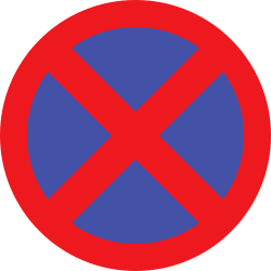 No Stopping mandatory road sign in India