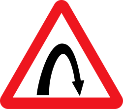 Right Hairpin Bend warning sign in India