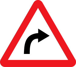Right Hand Curve warning sign in India