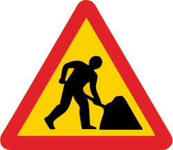 Men at Work warning sign in India