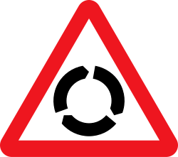 Roundabout warning sign in India