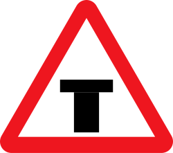 T-Intersection warning sign in India