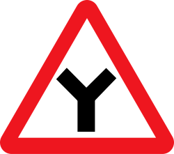 Y-Intersection warning sign in India